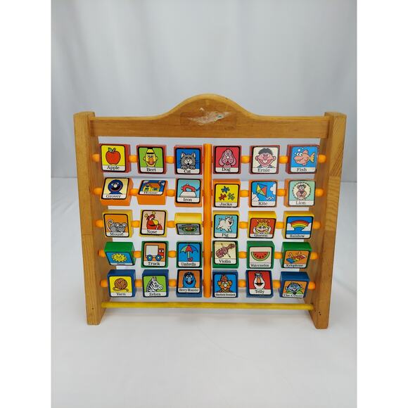 Vintage Sesame Street Muppets Alphabet Letter Character Wooden Educational Toy - Picture 3 of 6